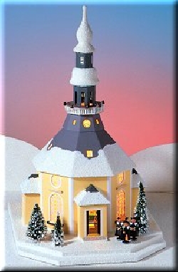 Lichterhaus Seiffener Kirche mit Kurrende mit Weihnachtsbaum NEU 